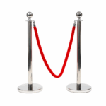 Bollard in silver with red rope